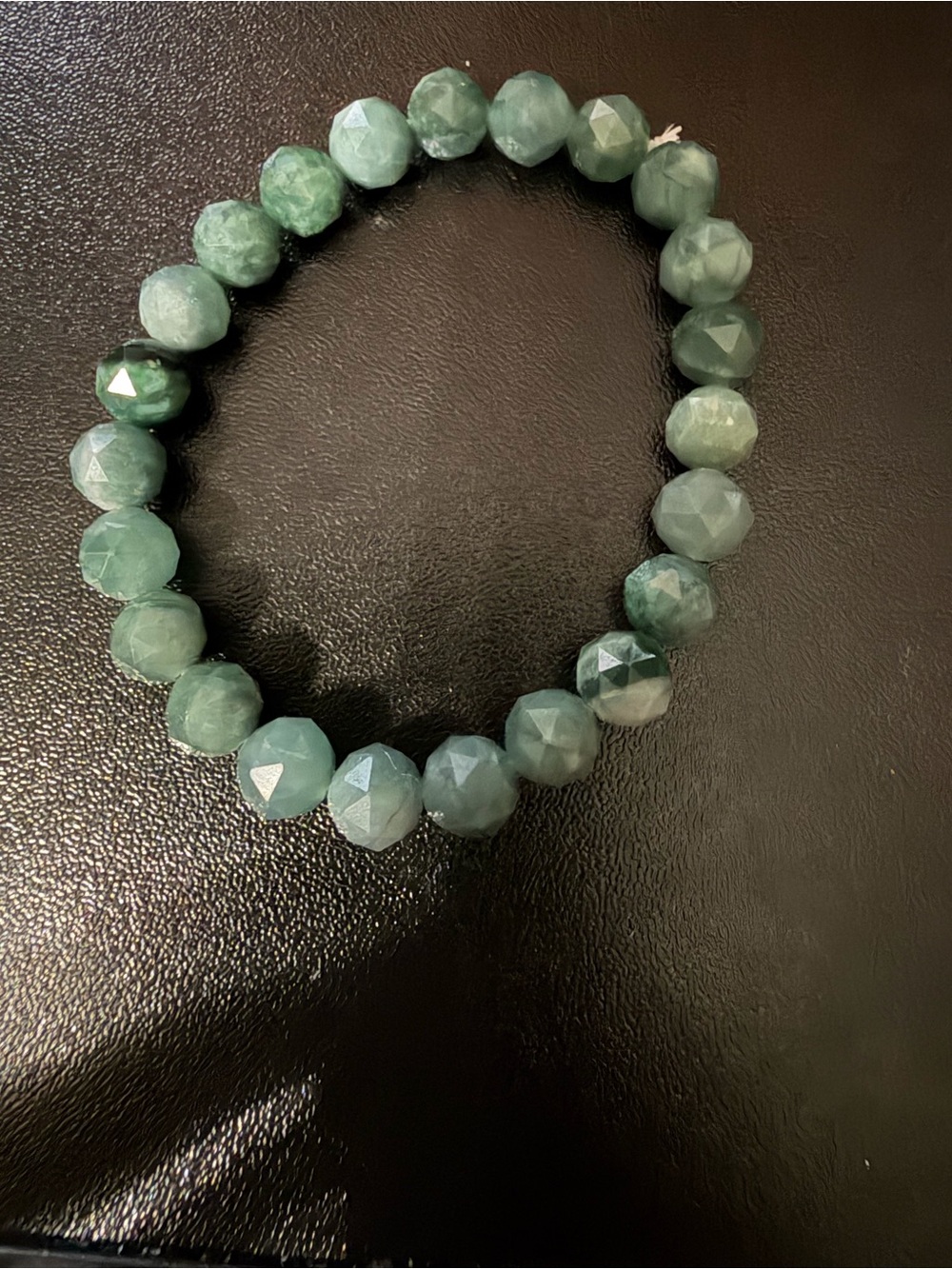 Green Jade Faceted Bead Stretch Bracelet